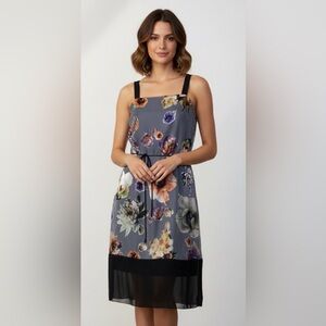 Simply Vera Vera Wang Black Multicolored Floral Dress Size Small